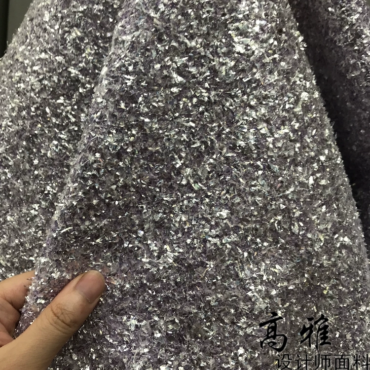 Màu xám bạc giả vảy cá sequins sáng bóng lấp lánh đính kết da vải nền vải nhà thiết kế thời trang vải - Vải vải tự làm