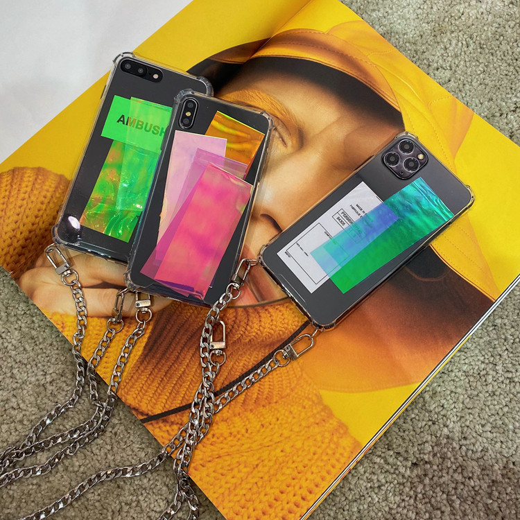 MOKA new tag DIY chain can be skewed bag 13 mobile phone protection shell iPhone 12 promax all-pack soft shell