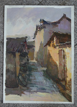 Gouache landscape painting Anhui Zhouzhuang Anhui Xidi landscape painting 4 Kaixitang rural riverside landscape color sketching