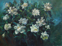 White Gardenia Flower boufaced Oil Painting Flowers Bird Oil Painting Work Living Room Adornment Softfit Hung Painting Artwork