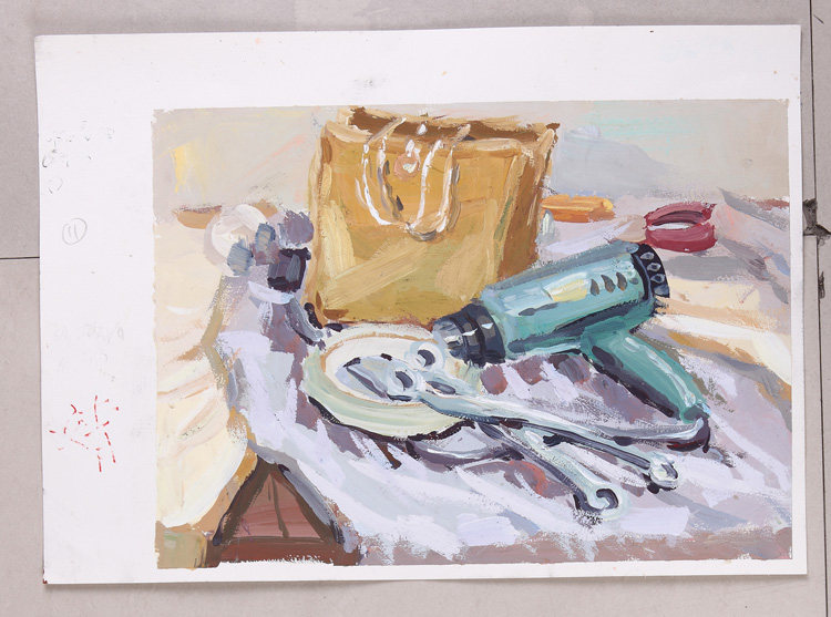 Hair Dryer Bag Composition Color Static Painting 4 Open K Water Powder Static Painting Studio Propaganda Advertising Painting