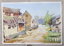 Hand Painted Water Powder Wind Scenery Painting Anhui Hongcun Screen Mountain Scenic Painting 4 Kaijiang South Wind Scenery Painting Living Room Bedroom Decoration Painting