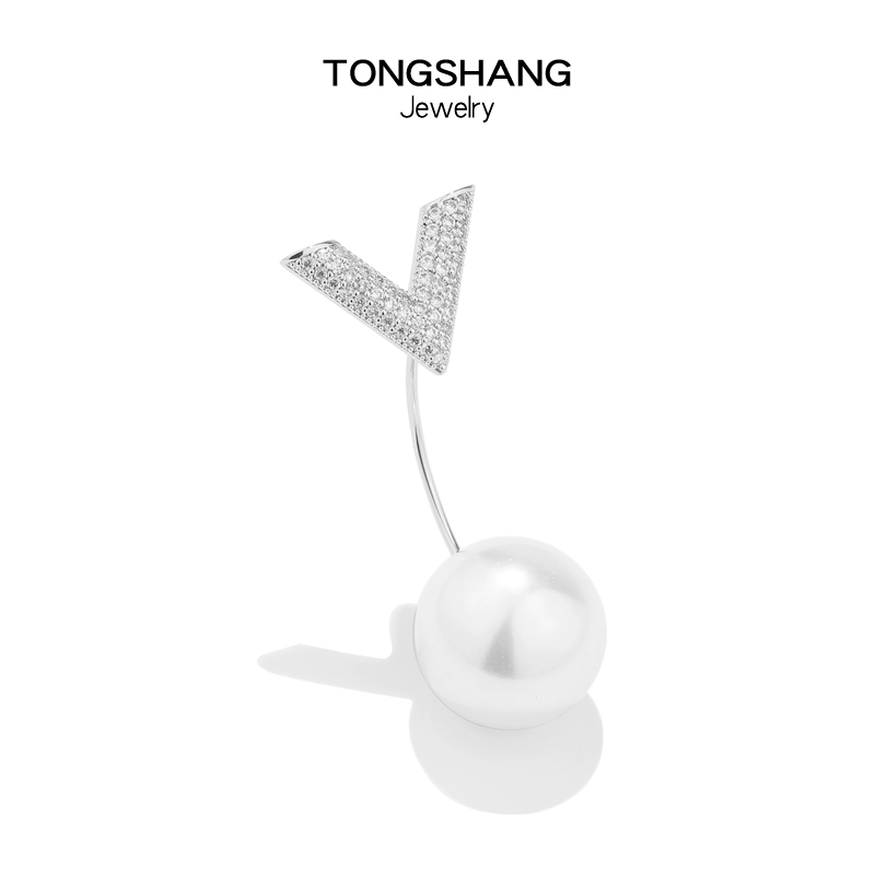 Đơn giản chống thất bại ghim ghim cong trâm cài áo sơ mi cardigan áo len ghim khóa cổ giả ngọc trai - Trâm cài