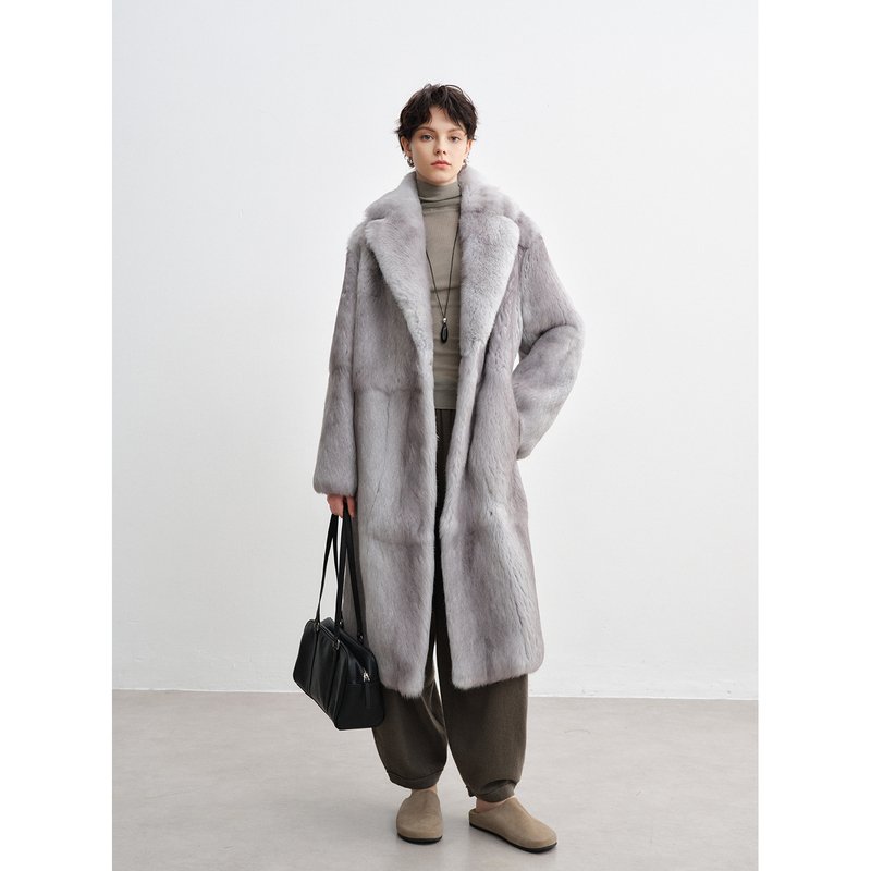 Queen of Flames Angora Rabbit Fur Whole Fur Coat Women's Mid-Length Fur Coat Winter Barcelona Queen of Flames Angora Rabbit Fur Whole Fur Coat Women's Mid-Length Fur Coat Winter Barcelona