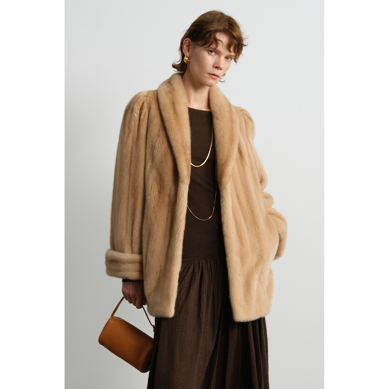 Queen of Flames Original Authentic Paris Poet Mink Fur Coat Women's Mid-Length Fur Jacket