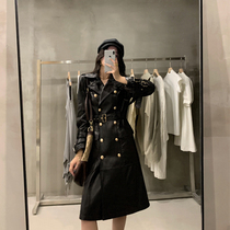 Flame Queen autumn new Walking windbreaker imported sheep leather real leather clothing long double-breasted female