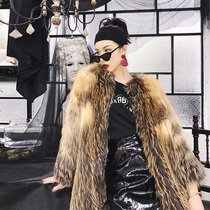 Flame Queen 2021 new fox fur coat female gold edged Fox profile long woven bat sleeve fur coat