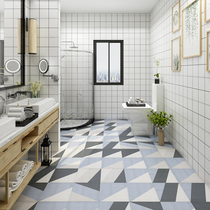 Nordic geometric tile toilet bathroom toilet non-slip floor tile simple modern kitchen balcony wall tile tile blue