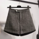 Quần short len ​​nữ mùa thu đông 2018 phiên bản Hàn Quốc mới của quần len kẻ sọc cạp cao là quần bốt mỏng mặc quần ống rộng