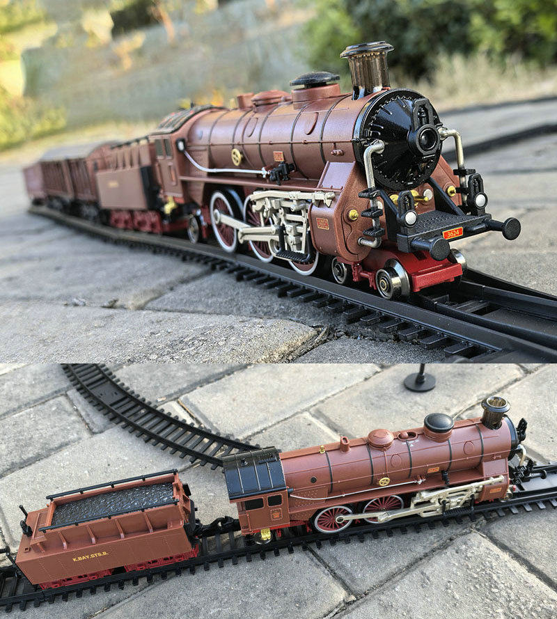 Simulation Train Toy Aole German Classic Simulation Alloy Steam Engine Electric Model Train Toy