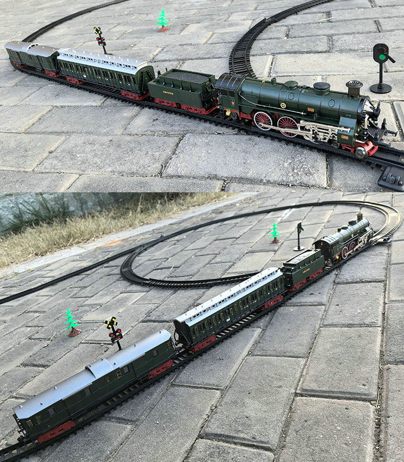 Simulation Train Toy Aole German Classic Simulation Alloy Steam Engine Electric Model Train Toy