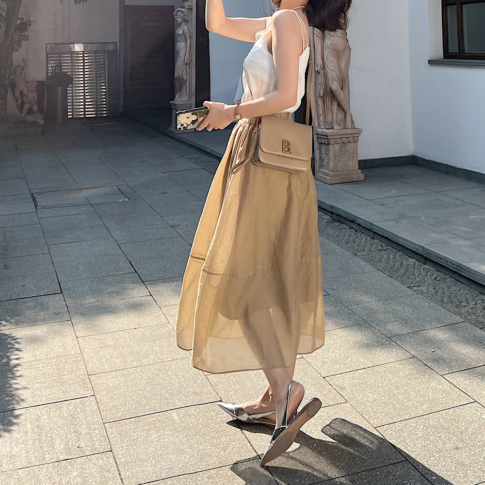 Pumpkin Valley Moon Hazy Dress ~ Dress Children Spring Summer Method Temperament Nepotism Dress High Waist Display Slim A Character Half Body Skirt Q0457