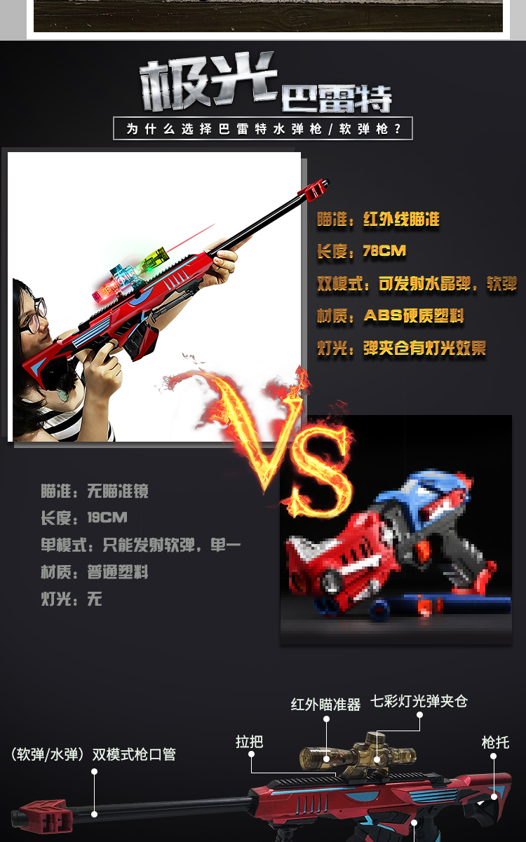 Súng đồ chơi trẻ em Barrett 98K súng bắn tỉa bé trai bom nước mềm bom có ​​thể phóng bom tinh thể bom nước cửa hàng đồ chơi