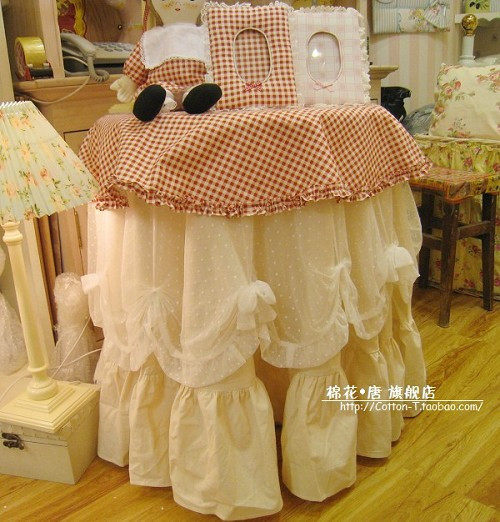 Red plaid round lotus leaf edge cloth art table cloth art table cloth table cloth table cloth customizable other colors