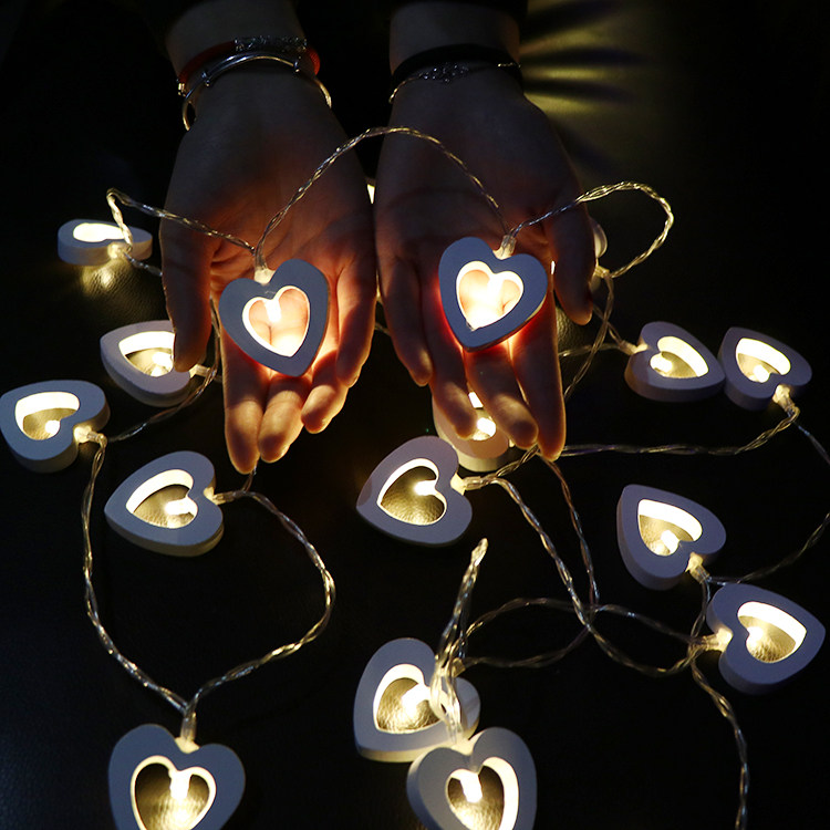 Wooden heart - shaped LED filament birthday arrangement party confession Valentine's Day trunk surprise wedding room decoration
