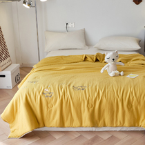 Special cabinet brand All cotton double layer yarn Summer quilts by air conditioning Cartoon Embroidered Simple Vegetarian color Soft Antibacterial washable