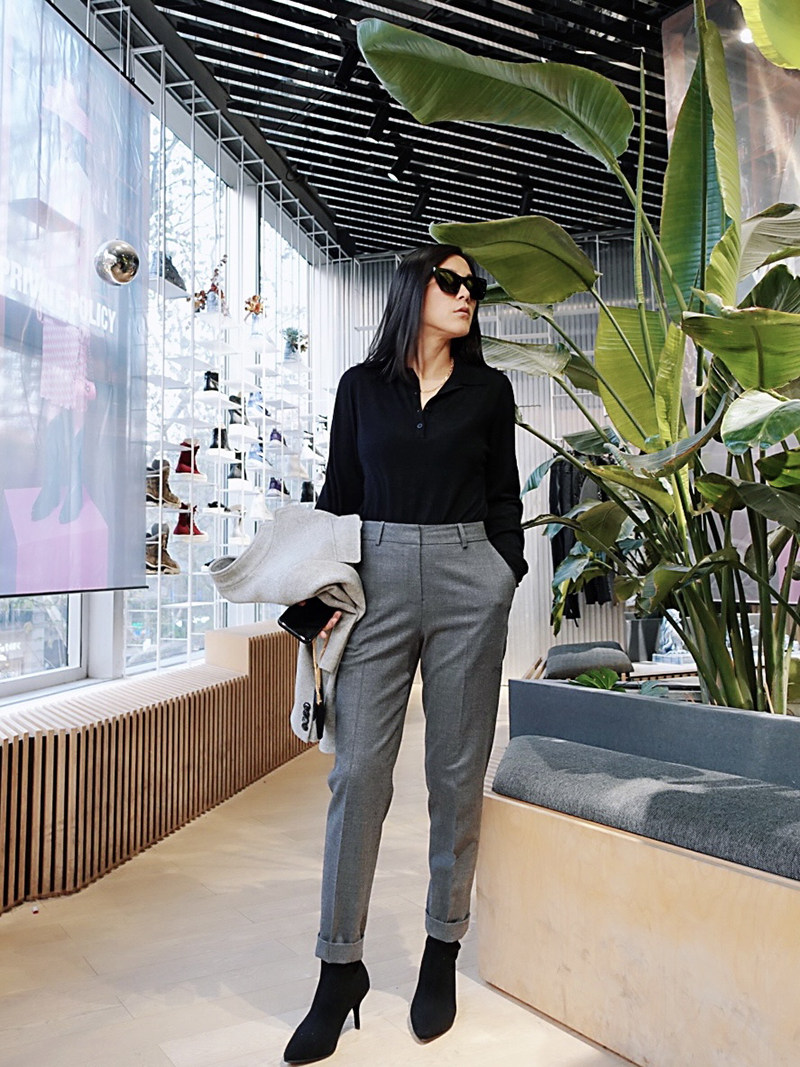 Wool Trousers Female Broth Soup 2004 Medium-high Waist West Clothing Pants Pituality Casual Straight Drum Career OL Comfort Long Pants Spring