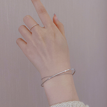 925 sterling silver curved strip simple double-layer temperament niche design high-end sense bracelet line stacking bracelet bracelet summer