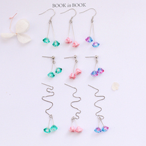 (clear cabin) National wind retro-antique body S925 pure silver glazed flower earrings earring earline uncompensated