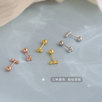 Small round ball ear bone stud s925 sterling silver earlobe stud sleeping free double head screw screw buckle nourishing ear hole small stud earrings