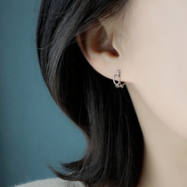 Hollowed-out U type s925 pure silver needle ear nail small crowddesign high earrings lukewarm wind ear decoration female temperament Japan-ROK