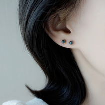 Korean pearl earrings women vintage French elegant S925 sterling silver temperament high-grade black ball stud earrings