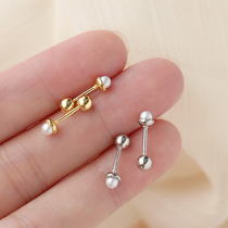 Screw fastening pearl raising earhole ear bone nail s925 pure silver ear ring sleeping without picking mini small ear nail lady