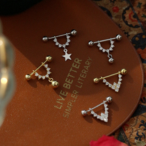 Earbone Nail Woman s925 Pure Silver Needle Fine Needle Screw Fastening Ear Bone Ring 2021 New Tide Earrings Earrings Earrings