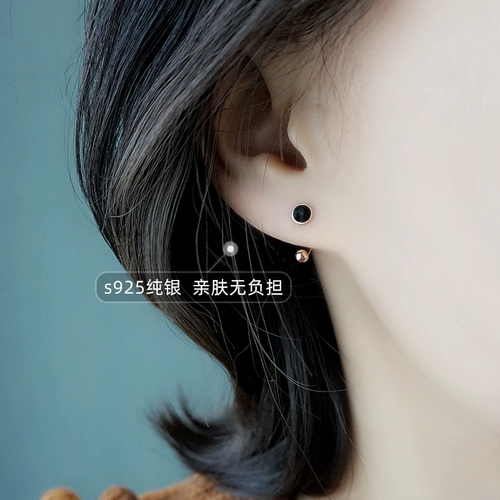 Черные серьги для влюбленных, коллекция 2023, в западном стиле, серебро 925 пробы, четырехлистный клевер