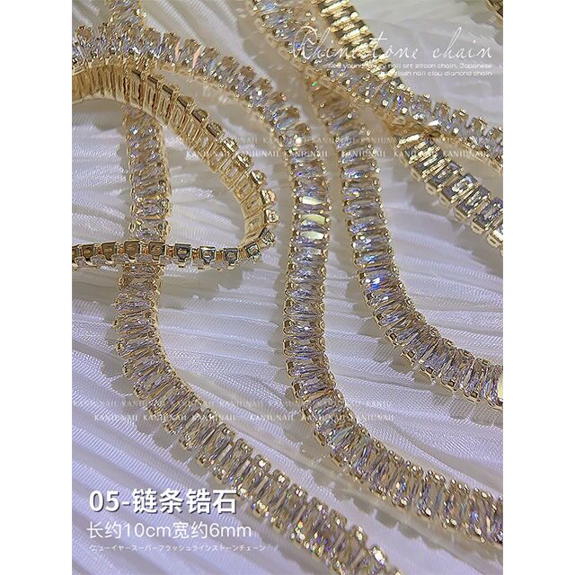 Super glitter nail art jewelry zircon chain Japanese luxury long diamond chain alloy net red explosive nail ornaments