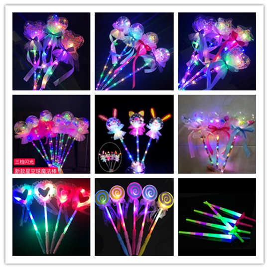 Plush rabbit ears glowing fairy wand Shaking sound starry sky Bobo ball Magic wand Colorful flash stick Micro-commercial push