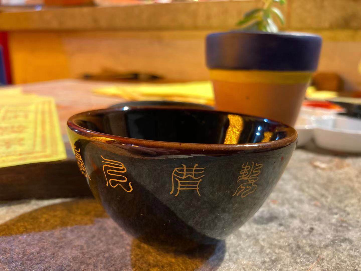 Real gold handwritten cloud seal cross scripture Jizhou kiln black glazed cup tumbler single cup tea cup master cup