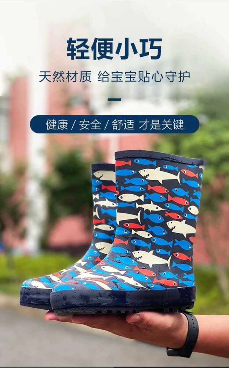 Foreign trade children's rain boots girls high-top overshoes rain boots thickened non-slip waterproof boys rubber warm water shoes