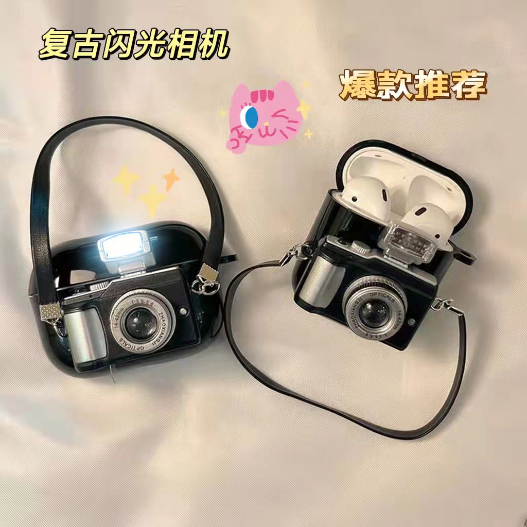 Retro Flash Camera Times w04 headphone protective sheath airpods3 Marvel lollipods Soft e3 shell e8