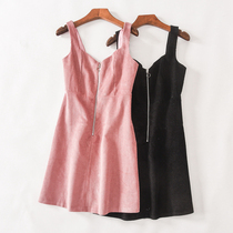 R87 original DAN winter with a sexy woman taste Double V neckline with a velvety harness with a dress