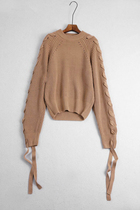 V132 Swedish high-end do not buy regret fried chicken white strap round neck sweater