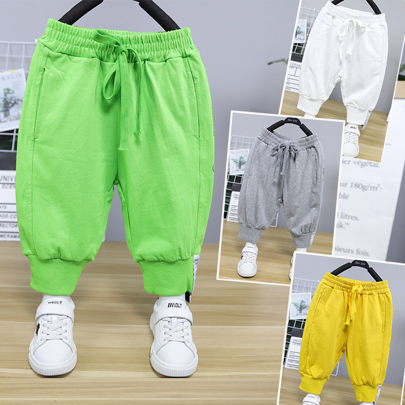 Large E small e2019 new boy girl Han version 100 lap up 70% casual pants letter sports pants 1080