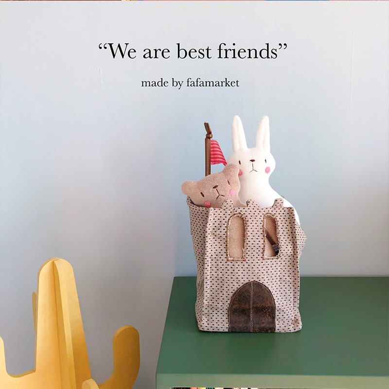 fafamarket Korea homemade cloth art bear rabbit companion doll to appease doll swing to produce package matching