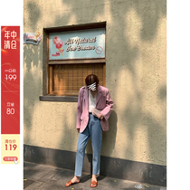 (Mid-year clearance is not returned)im to casual blazer womens loose single-breasted waist long-sleeved suit