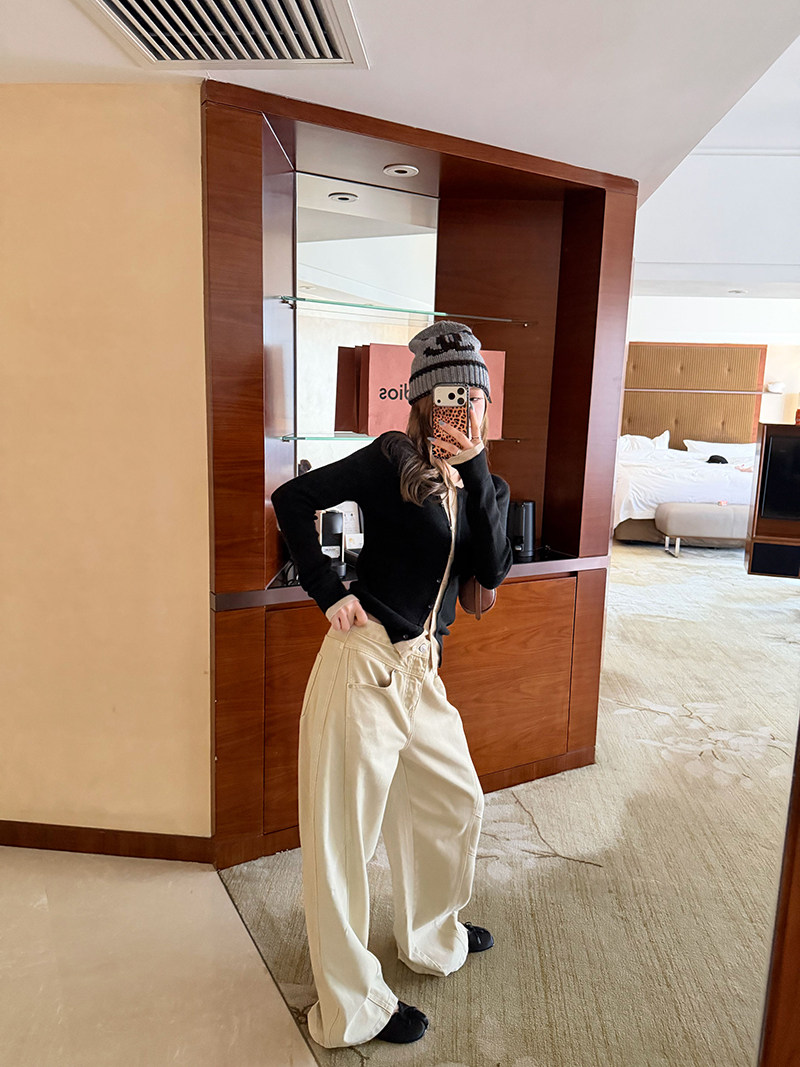 im ~까지 세련된 스택 음악 한 부서 계층의 감각 몸매 가꾸기 맨위 여성 페이크 레이어드 패치워크 색상 양모 니트 오픈 가디건 상세 이미지 39