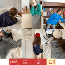 (Mid-year clearance is not returned)im to loose cotton lazy crew neck pullover letter printing sweater woman