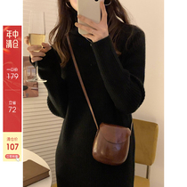 (Mid-year clearance does not return)im to the pit dress womens new pile collar over the knee temperament knitted skirt