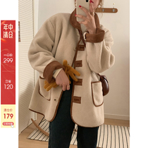 (Mid-year clearance is not returned)im to imitation suede lamb wool coat womens fur one-piece warm cotton clothing