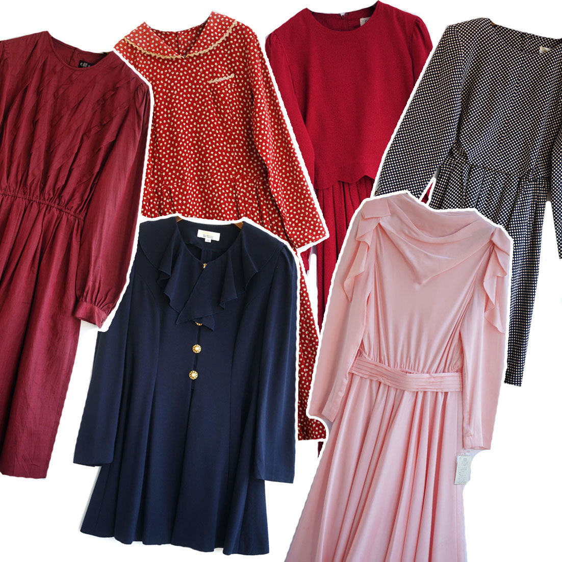 日本製vintage古著復古春夏森女純色大擺圓點收腰雪紡洋裝孤品