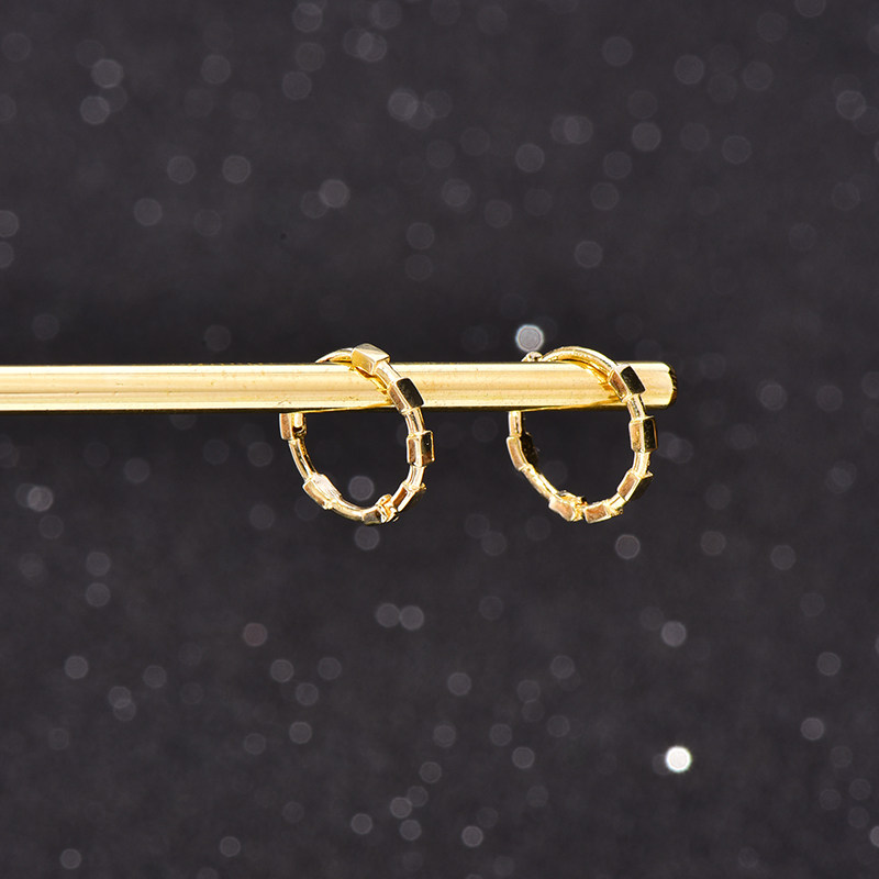 Korean popular 10K gold earrings for women, simple new trendy geometric small square plain circle color gold earrings