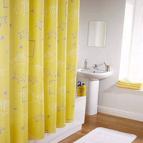 Polyester fiber bath curtain seafloor yellow waterproof and mildew lead pendant delivery hook