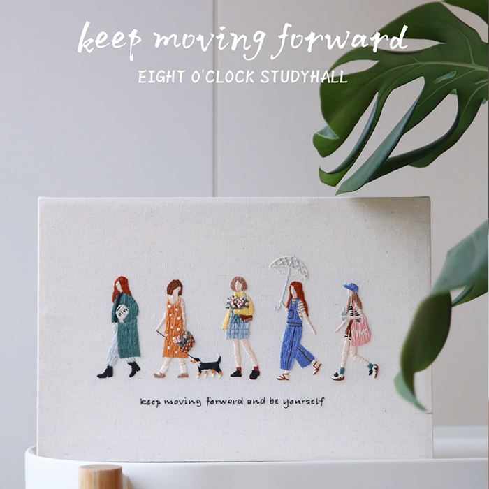 Eight O'Clock Study Room [Beautiful Girl Comes Out] DIY Embroidery Material Kit, Gift for Best Friends and Sisters, Birthday Gift