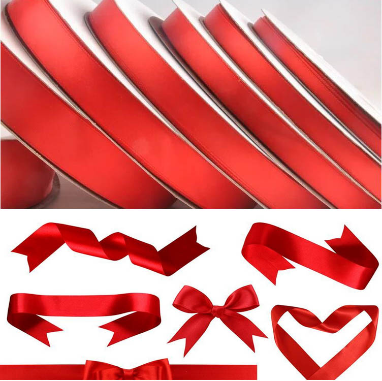 Polyester fiber Car wide ribbon large red satin with chair back butterfly knot silk Ribbon Gift Wrap Red Float with ribbon woven ribbon