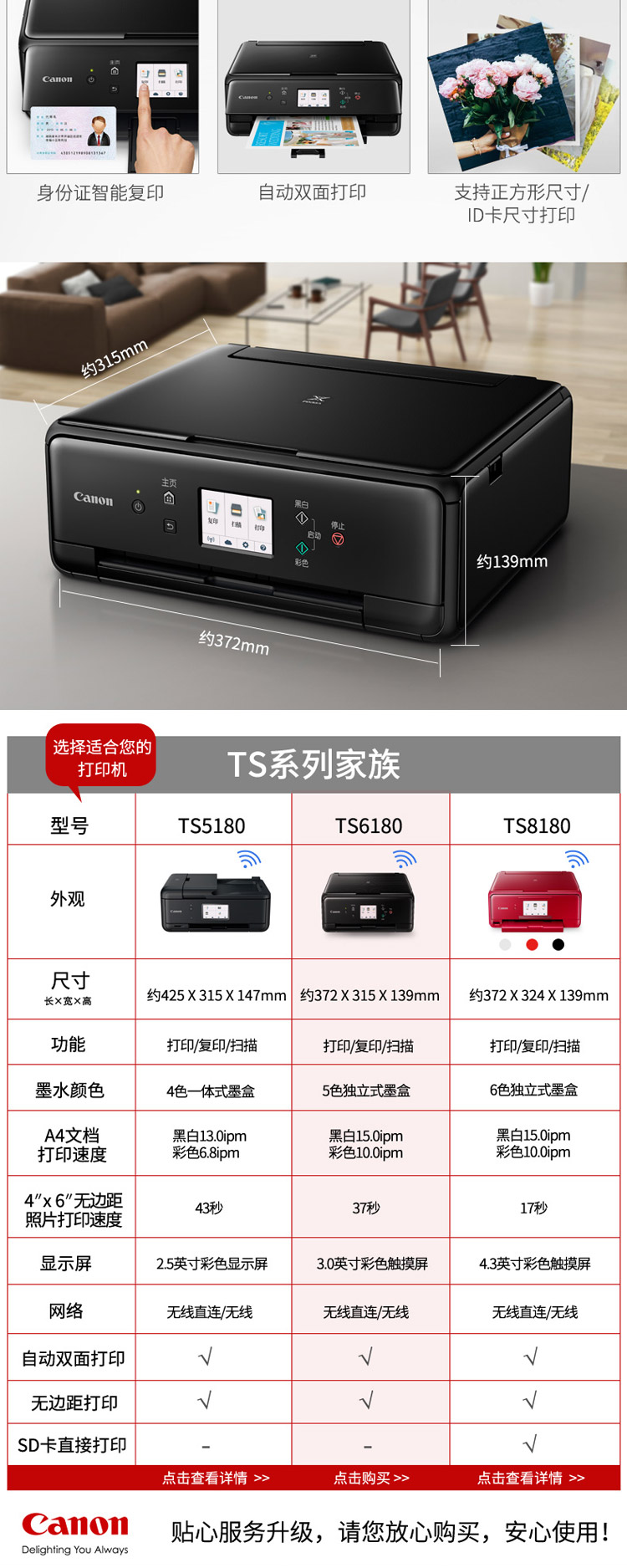 Canon TS6180 Máy in ảnh chất lượng cao Phiên bản tiện ích In Sao chép Quét không dây - Thiết bị & phụ kiện đa chức năng máy in mã vạch xprinter