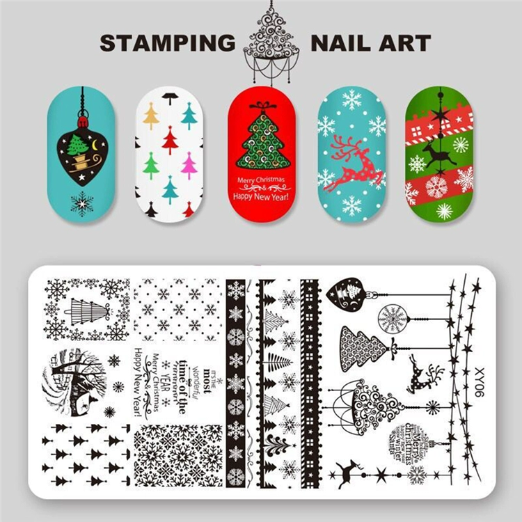 Nail in tấm Santa Claus loạt bông tuyết nai sừng chuyển công cụ móng tay DIY in dấu mẫu - Công cụ Nail